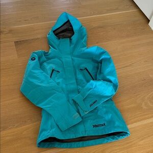 Marmot Gore-Tex Turquoise Hooded Waterproof Shell Jacket